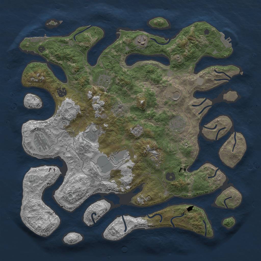 Rust Map: Procedural Map, Size: 4096, Seed: 121401, 18 Monuments