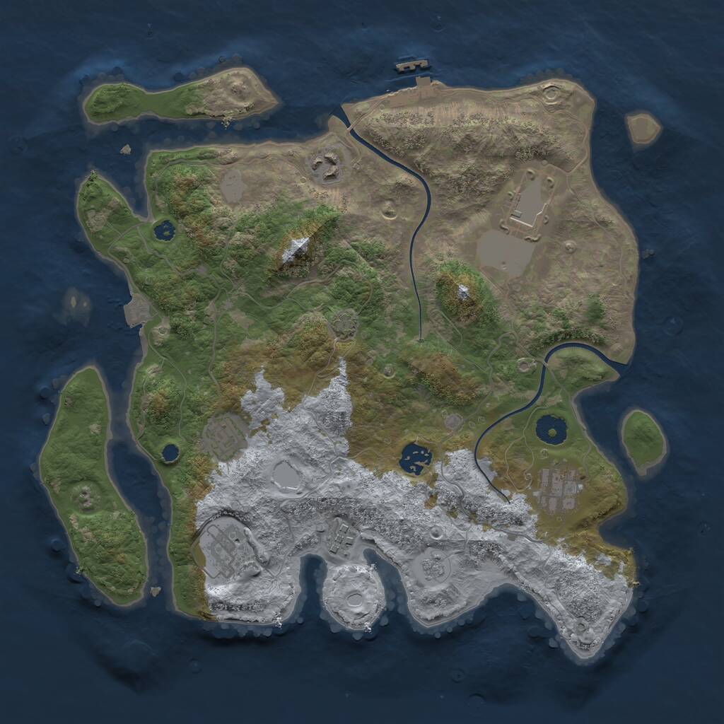 Rust Map: Procedural Map, Size: 3550, Seed: 583467, 11 Monuments