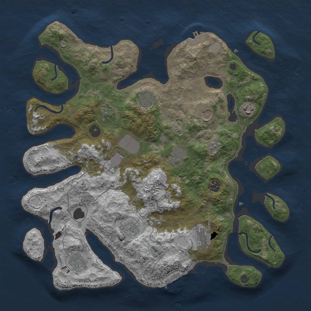 Rust Map: Procedural Map, Size: 4000, Seed: 548585, 19 Monuments