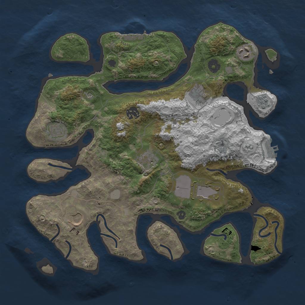 Rust Map: Procedural Map, Size: 3550, Seed: 724611, 16 Monuments