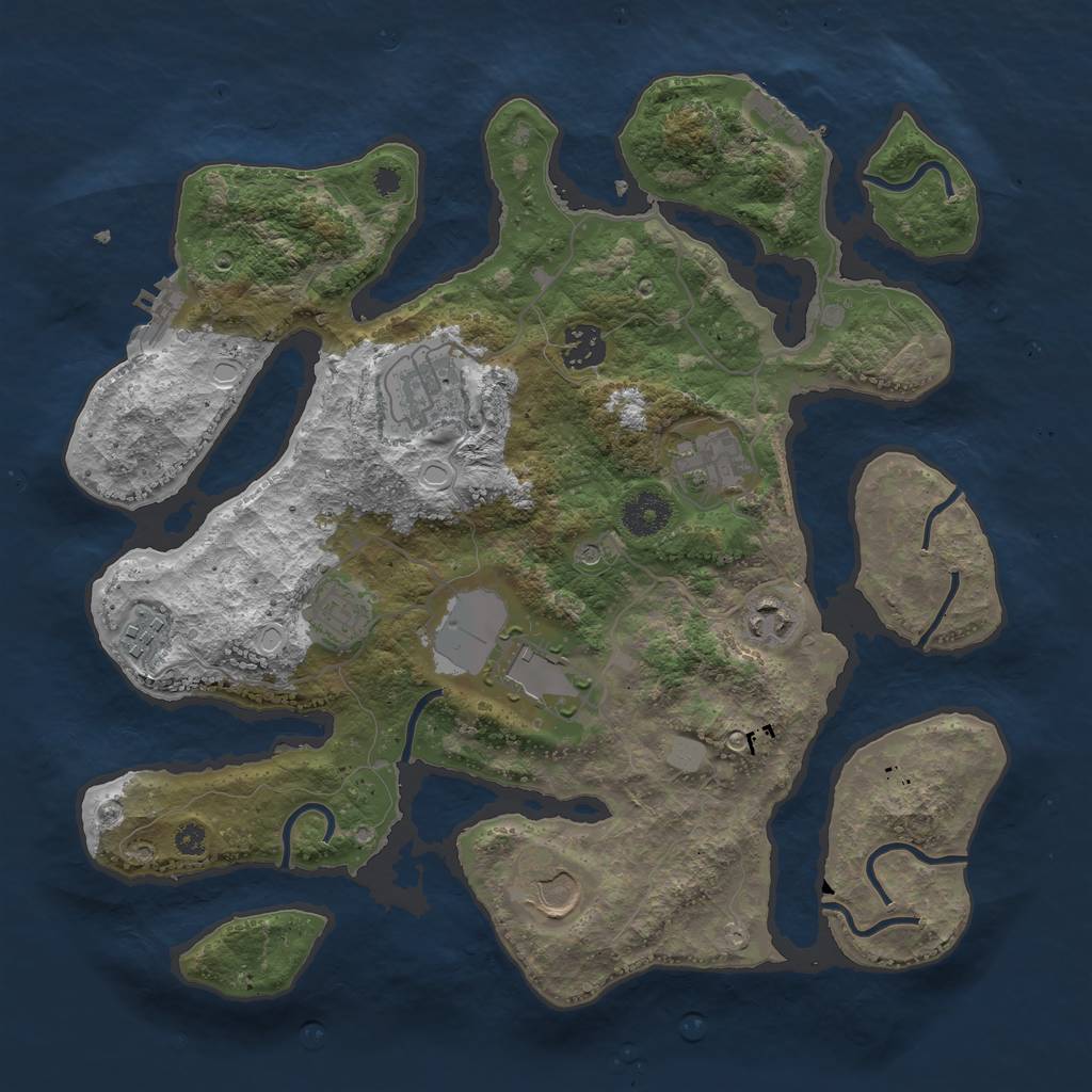 Rust Map: Procedural Map, Size: 3550, Seed: 568450, 16 Monuments