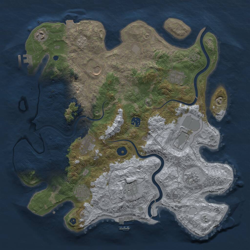 Rust Map: Procedural Map, Size: 3875, Seed: 230816103, 16 Monuments