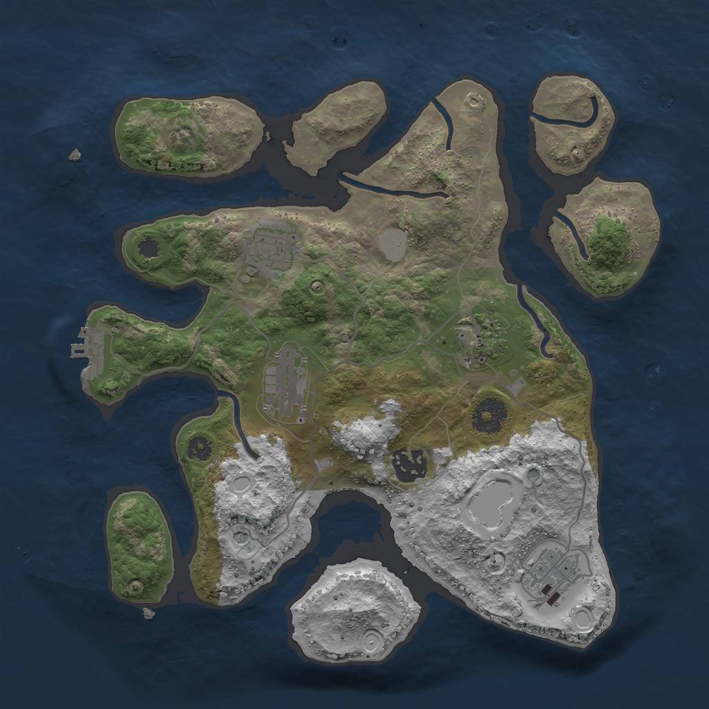 Rust Map: Procedural Map, Size: 3000, Seed: 305500540, 12 Monuments