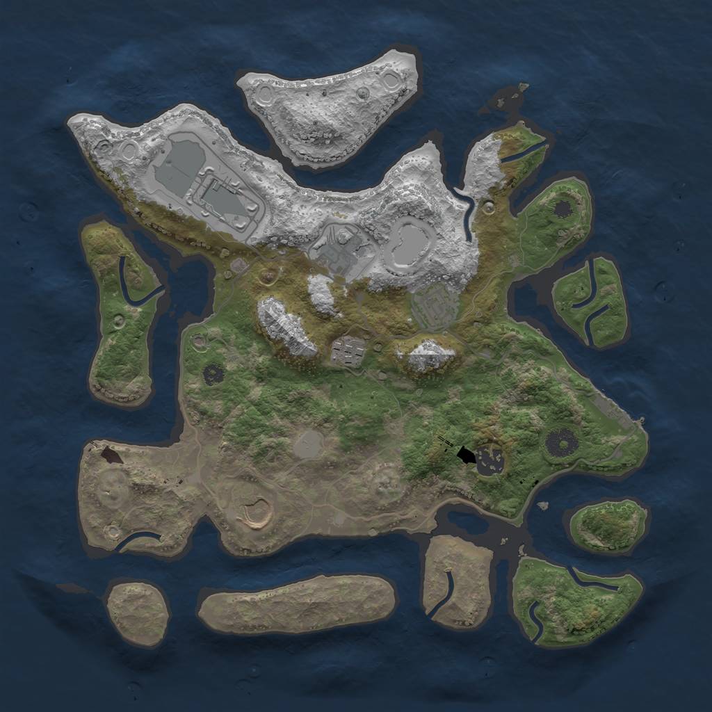 Rust Map: Procedural Map, Size: 3500, Seed: 736007206, 12 Monuments