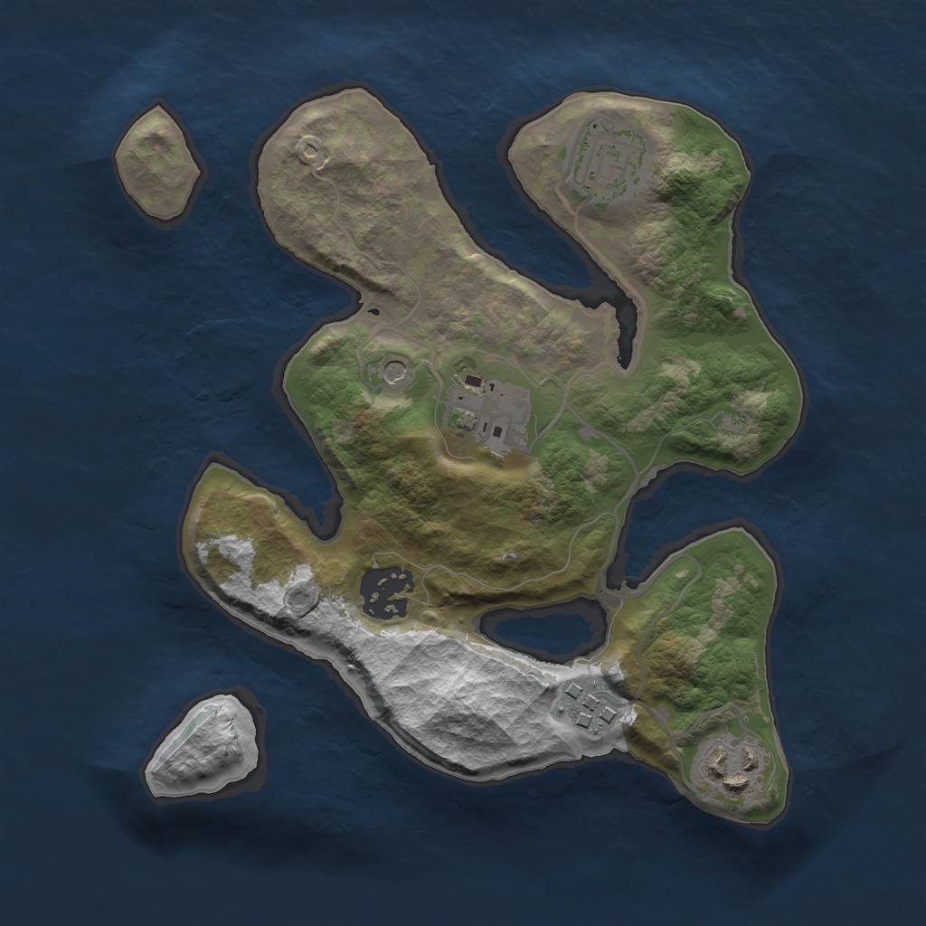 Rust Map: Barren, Size: 2500, Seed: 6738, 8 Monuments