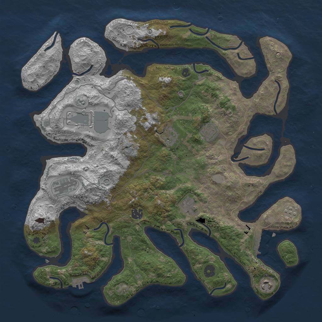 Rust Map: Procedural Map, Size: 4000, Seed: 742270, 16 Monuments