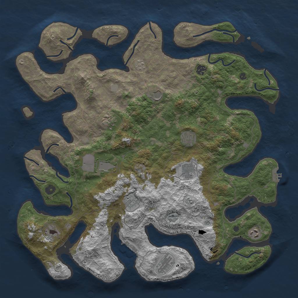 Rust Map: Procedural Map, Size: 4500, Seed: 1722532934, 19 Monuments