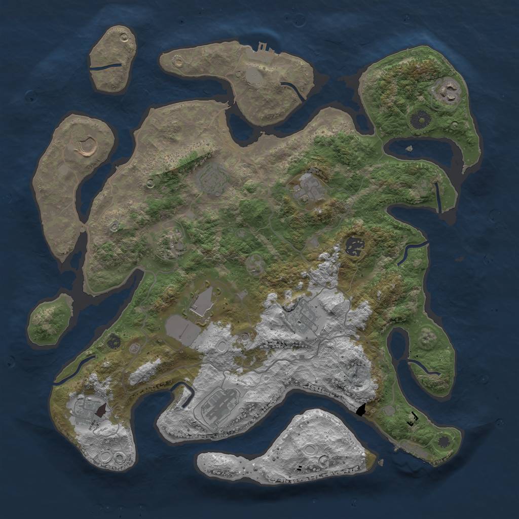 Rust Map: Procedural Map, Size: 4000, Seed: 14012022, 18 Monuments