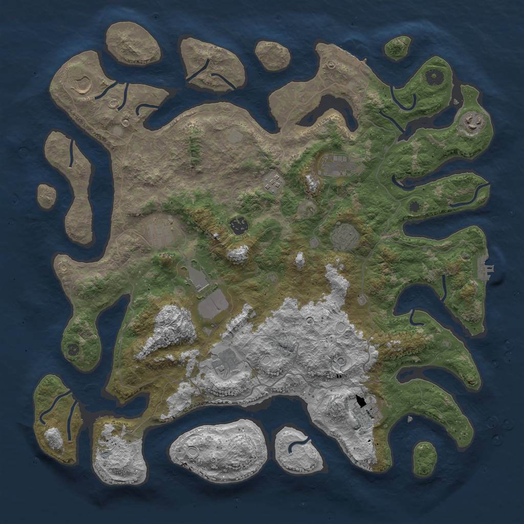 Rust Map: Procedural Map, Size: 4500, Seed: 3440118, 18 Monuments