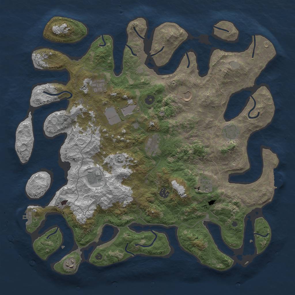 Rust Map: Procedural Map, Size: 4500, Seed: 968444, 18 Monuments