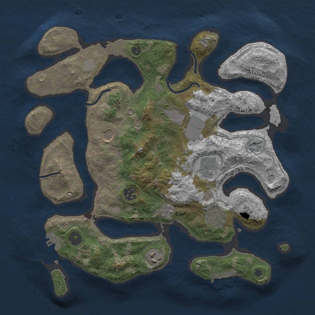 Rust Map: Procedural Map, Size: 3550, Seed: 601501, 15 Monuments