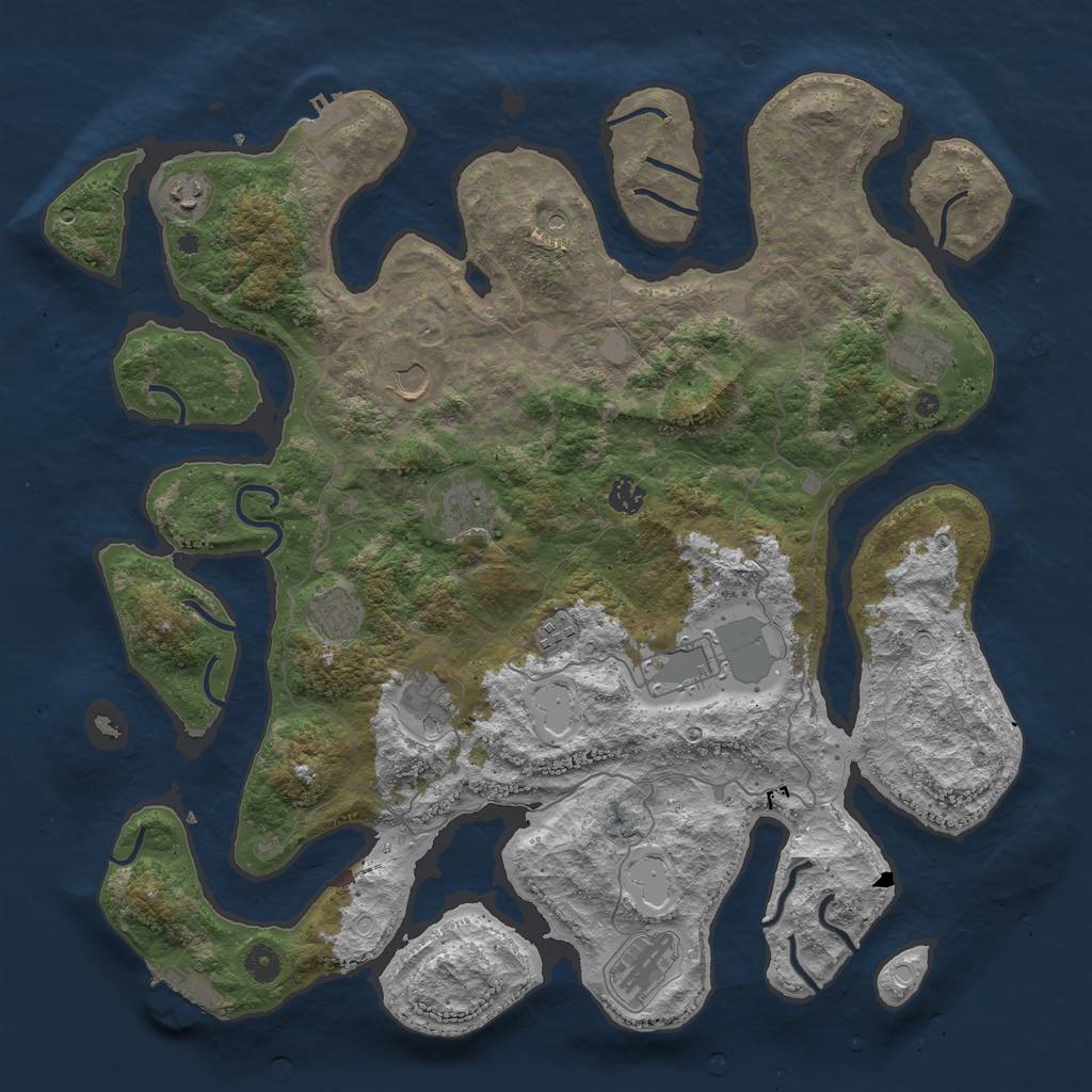 Rust Map: Procedural Map, Size: 4500, Seed: 1595834, 18 Monuments