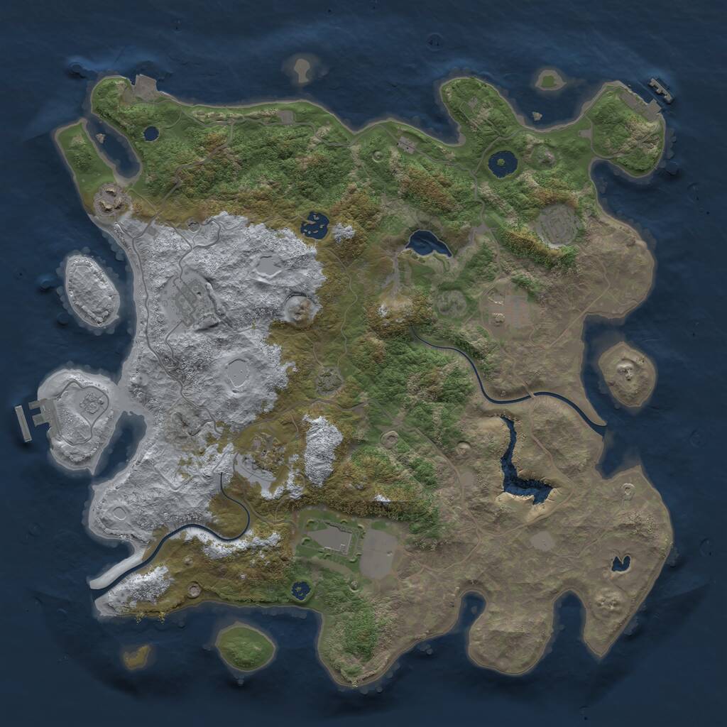 Rust Map: Procedural Map, Size: 4000, Seed: 720997, 13 Monuments
