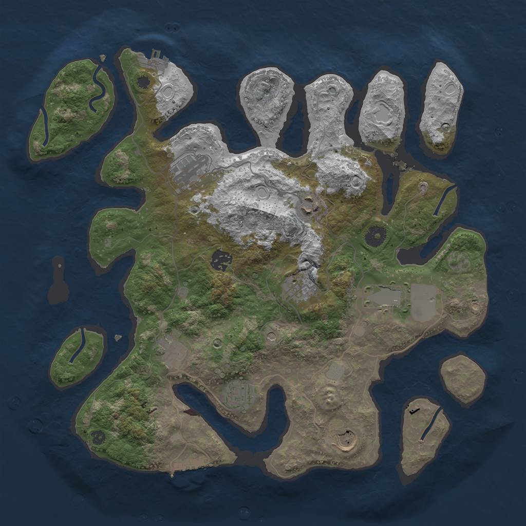 Rust Map: Procedural Map, Size: 3750, Seed: 943, 16 Monuments