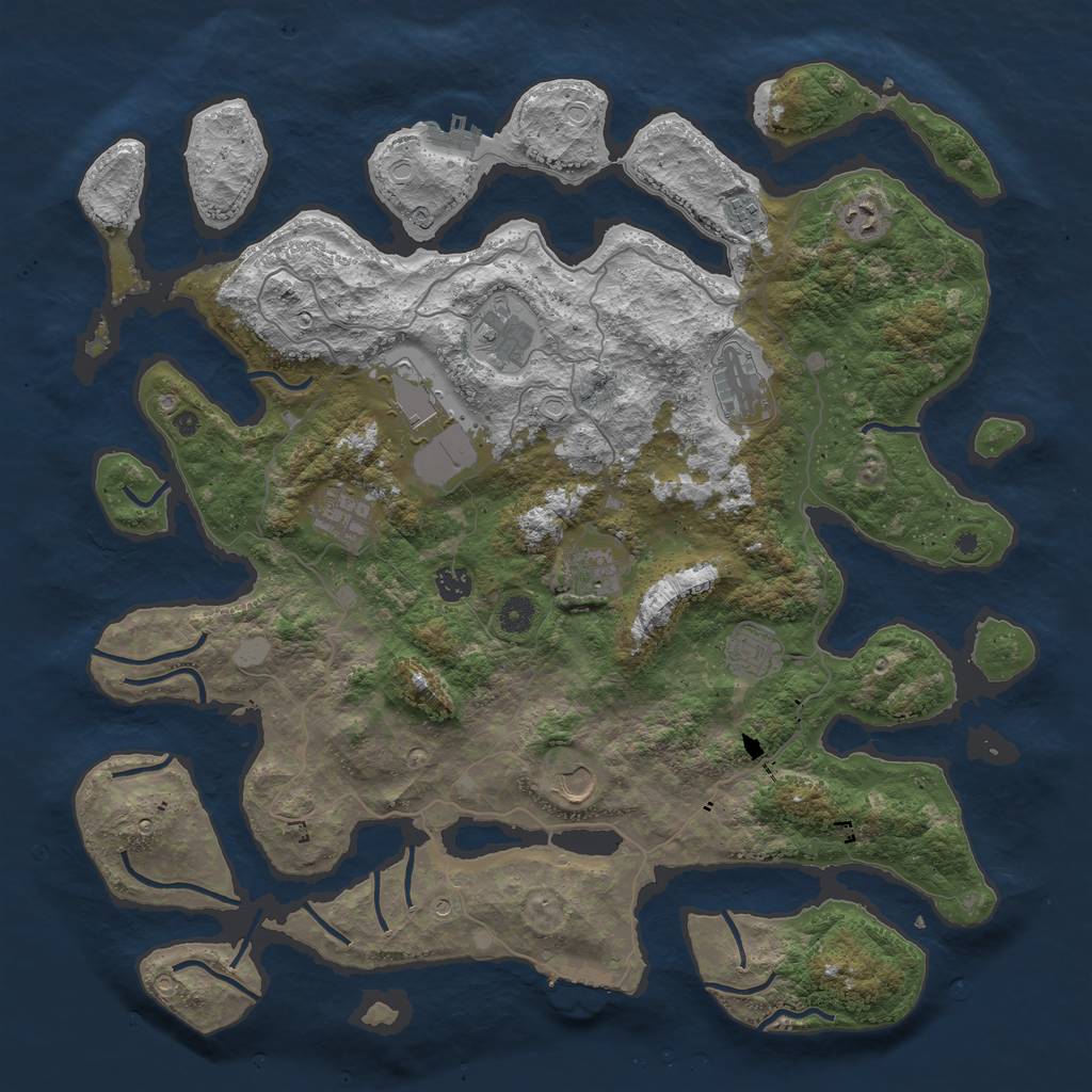 Rust Map: Procedural Map, Size: 4500, Seed: 71401, 18 Monuments