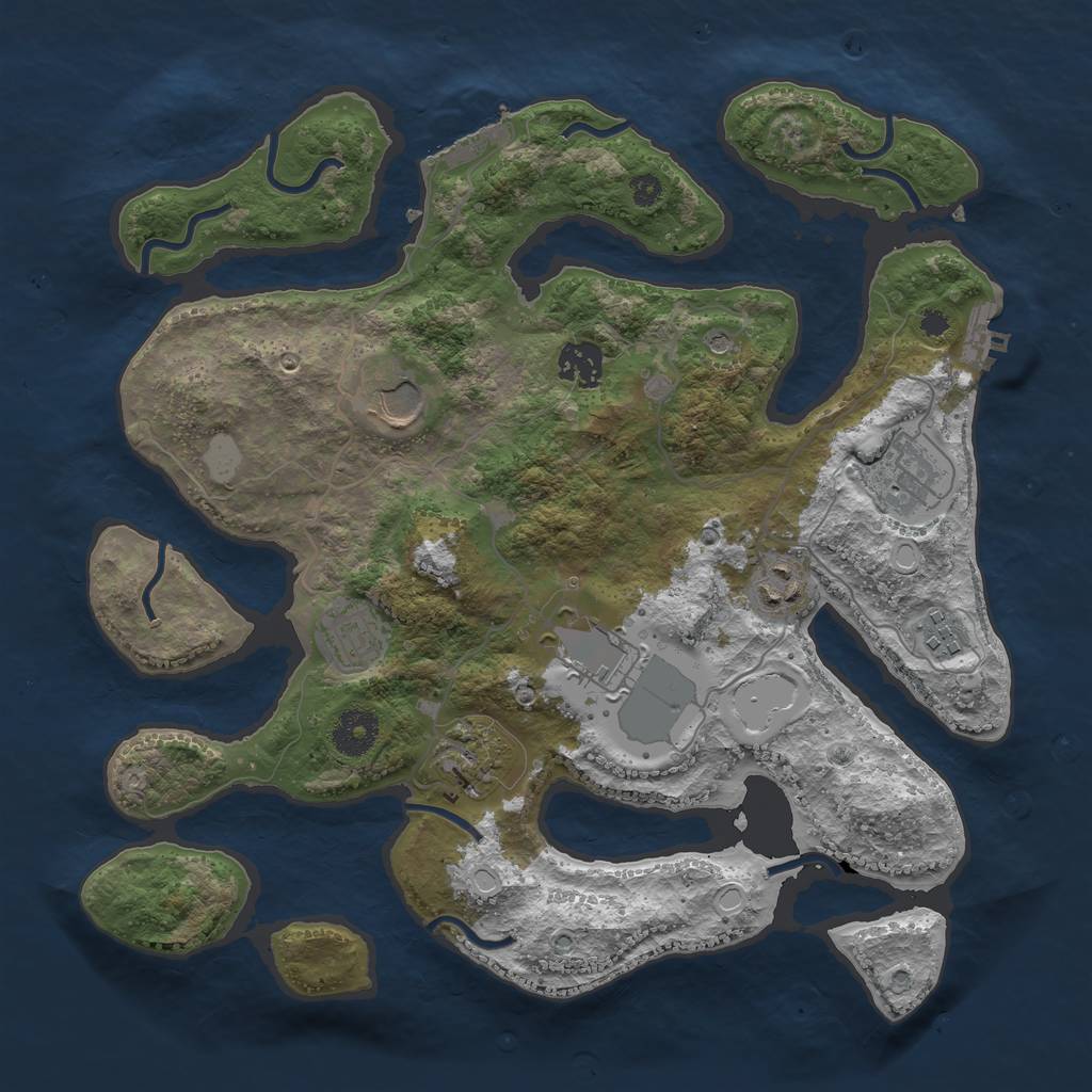Rust Map: Procedural Map, Size: 3500, Seed: 1425358988, 16 Monuments