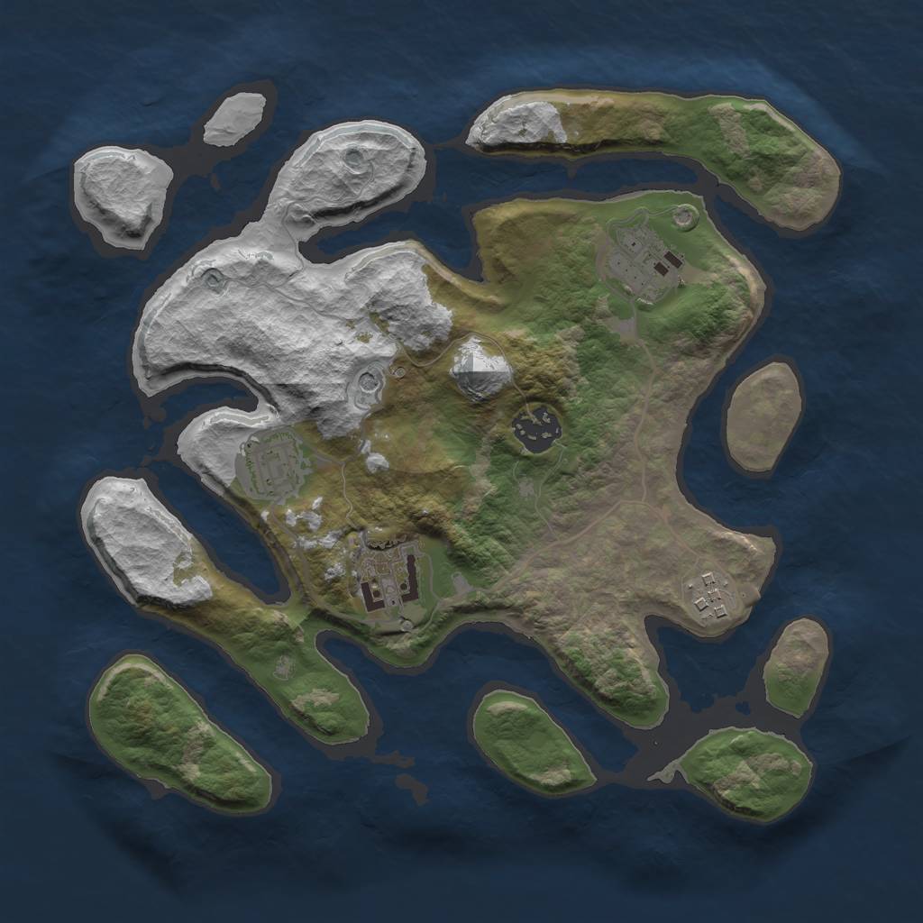 Rust Map: Barren, Size: 3000, Seed: 55564321, 8 Monuments
