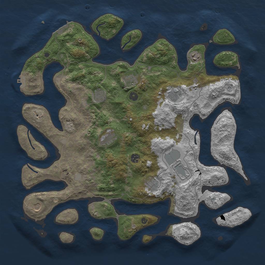 Rust Map: Procedural Map, Size: 4500, Seed: 11644034, 18 Monuments