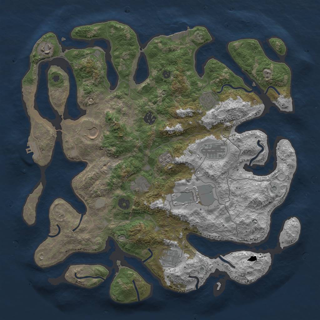 Rust Map: Procedural Map, Size: 4000, Seed: 920521, 17 Monuments