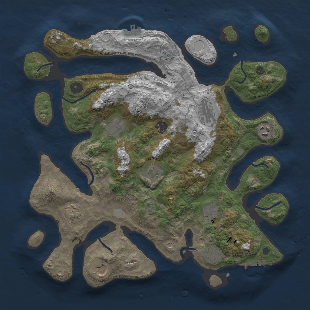 Rust Map: Procedural Map, Size: 3850, Seed: 680412514, 18 Monuments