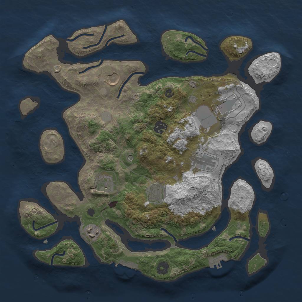Rust Map: Procedural Map, Size: 3500, Seed: 1858374231, 15 Monuments