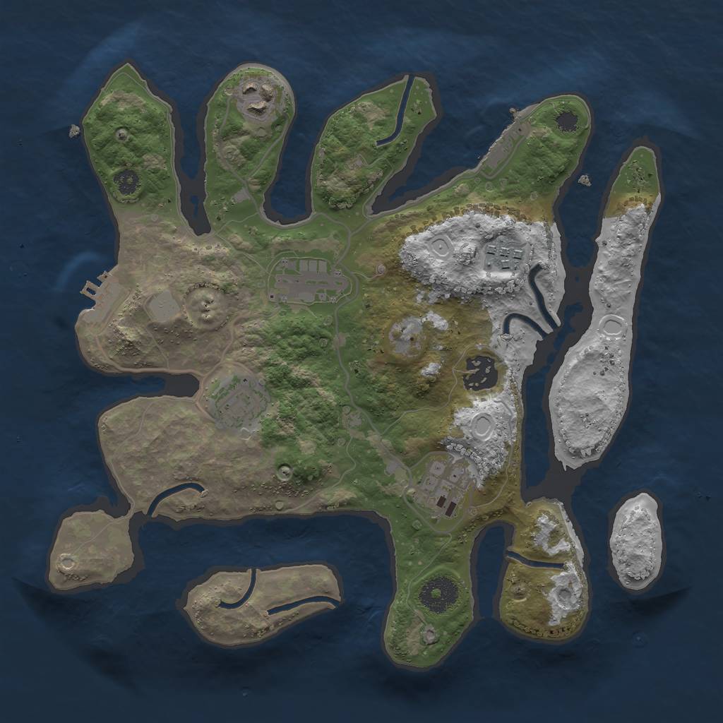 Rust Map: Procedural Map, Size: 3000, Seed: 87835, 13 Monuments
