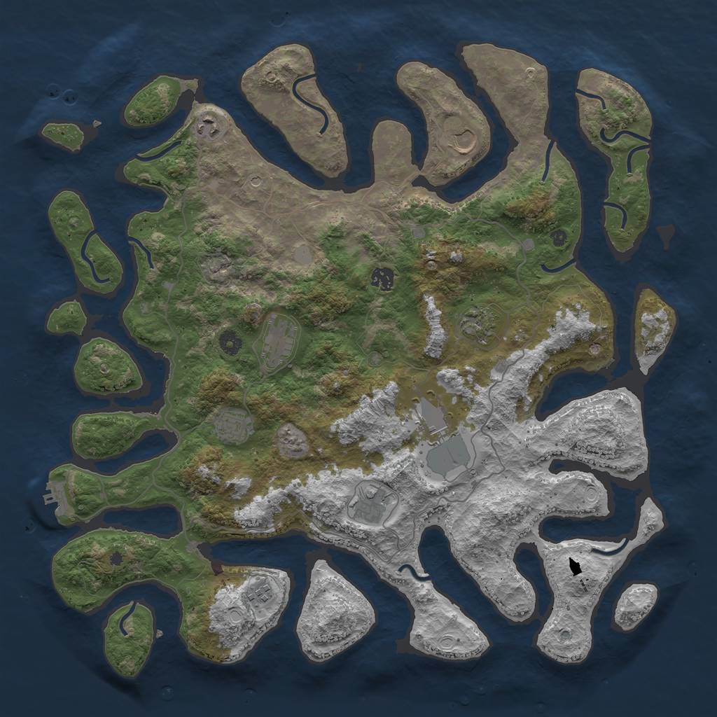 Rust Map: Procedural Map, Size: 4500, Seed: 1853925, 16 Monuments