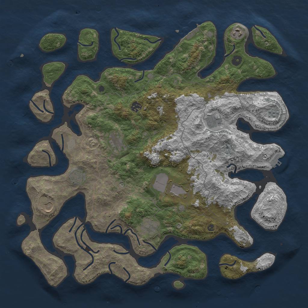 Rust Map: Procedural Map, Size: 4500, Seed: 5893373, 17 Monuments