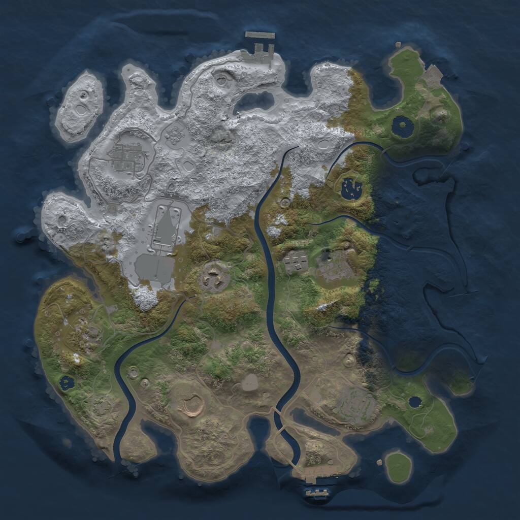 Rust Map: Procedural Map, Size: 3550, Seed: 171360, 15 Monuments