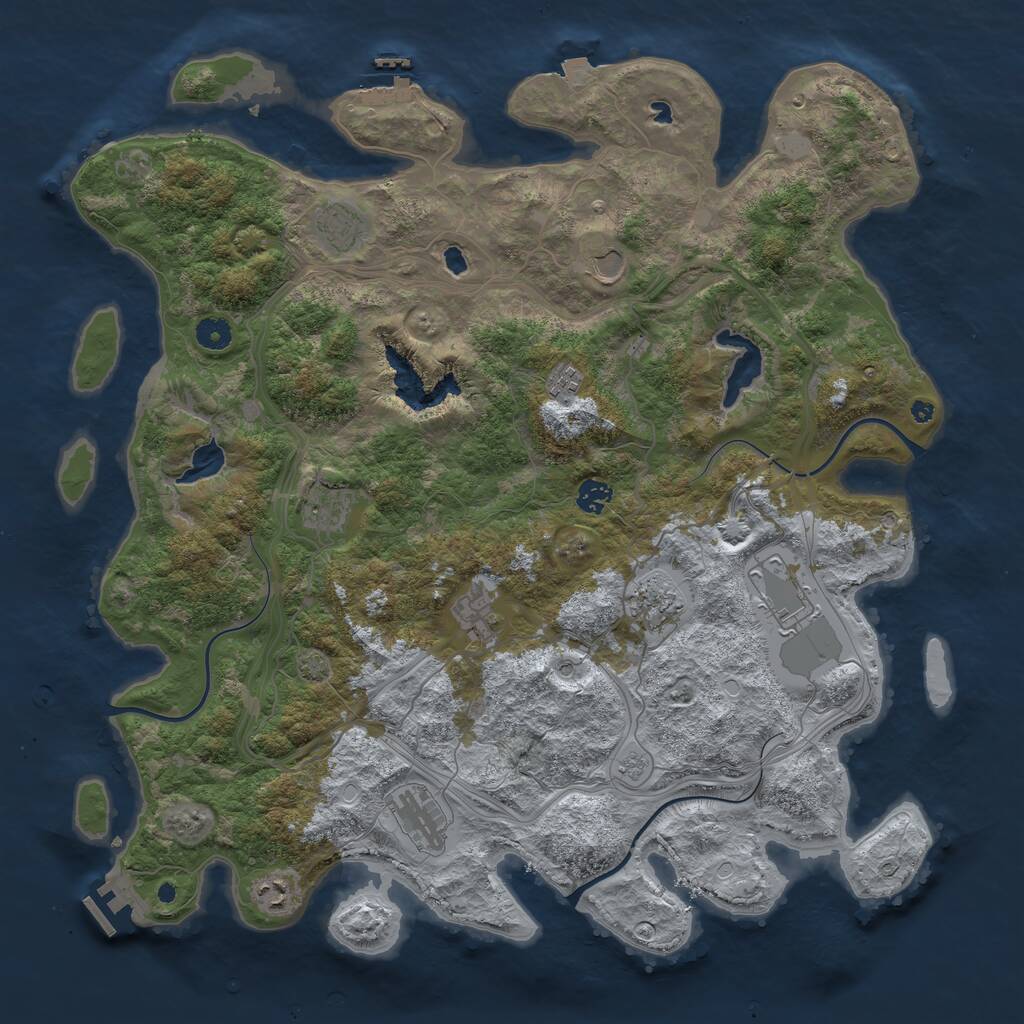 Rust Map: Procedural Map, Size: 4500, Seed: 611890, 16 Monuments
