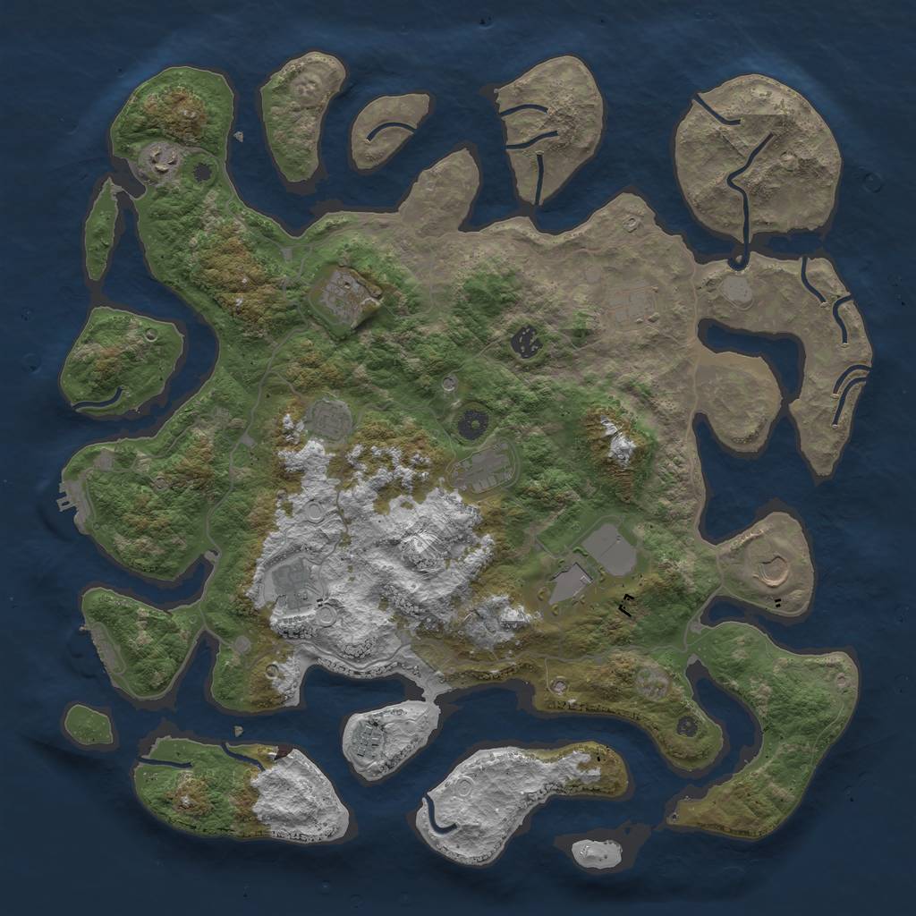 Rust Map: Procedural Map, Size: 4500, Seed: 2878438, 18 Monuments