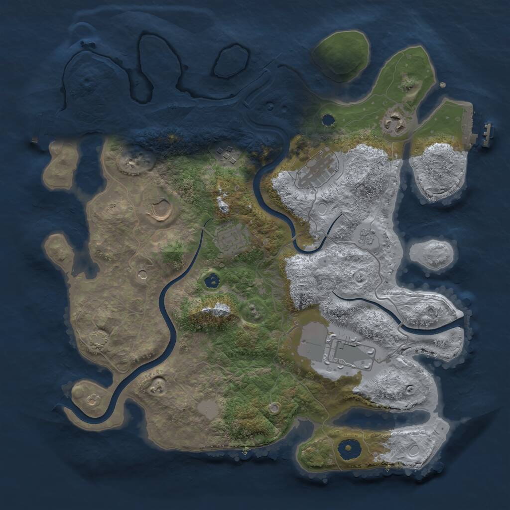 Rust Map: Procedural Map, Size: 3500, Seed: 2630141, 12 Monuments