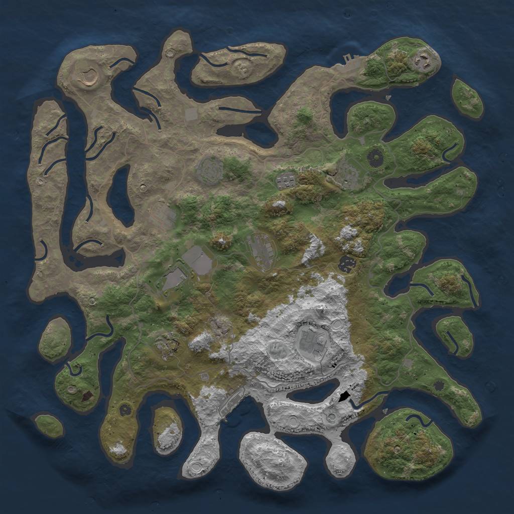 Rust Map: Procedural Map, Size: 4500, Seed: 31401, 19 Monuments