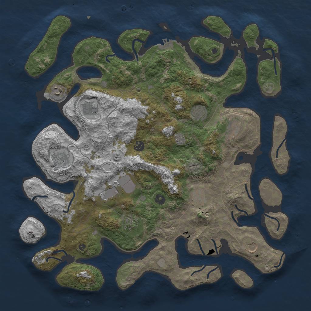 Rust Map: Procedural Map, Size: 4500, Seed: 6386784, 18 Monuments