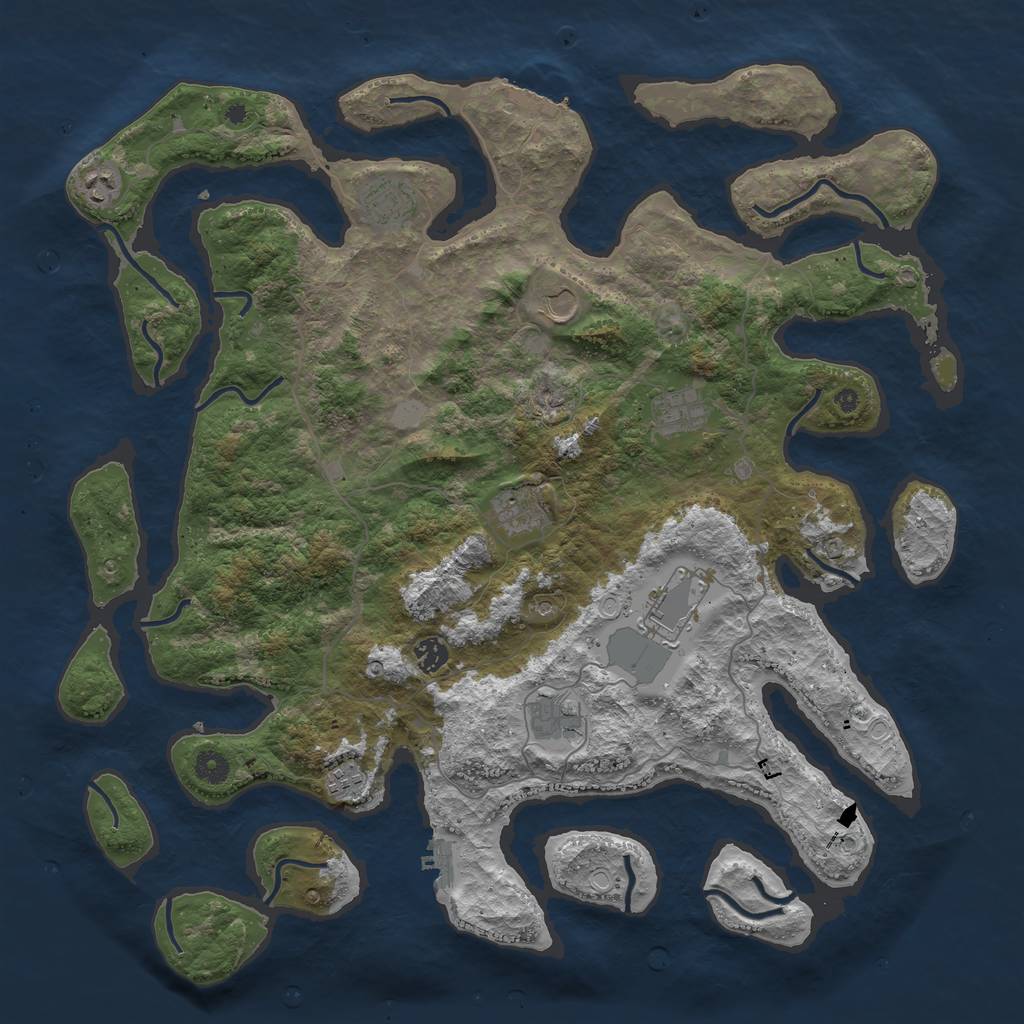 Rust Map: Procedural Map, Size: 4500, Seed: 5518456, 17 Monuments