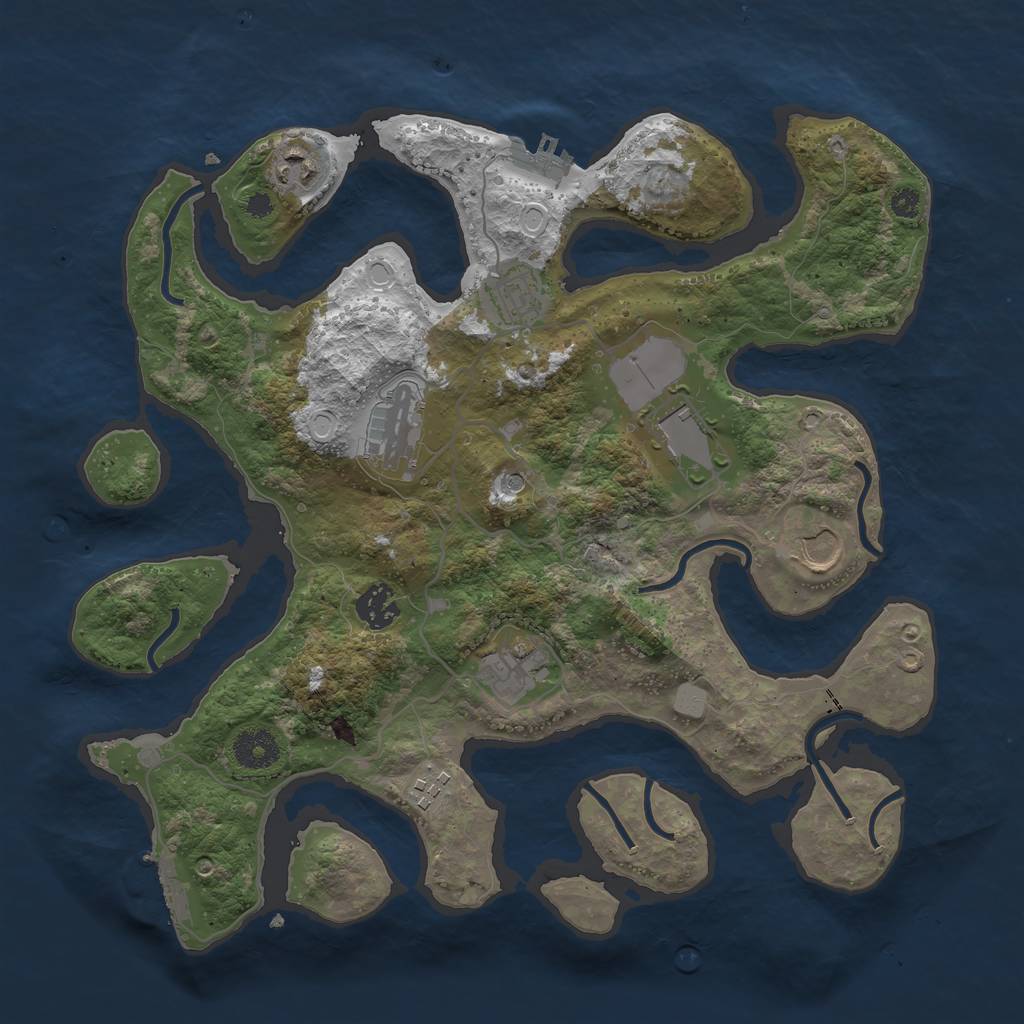 Rust Map: Procedural Map, Size: 3550, Seed: 294373, 16 Monuments