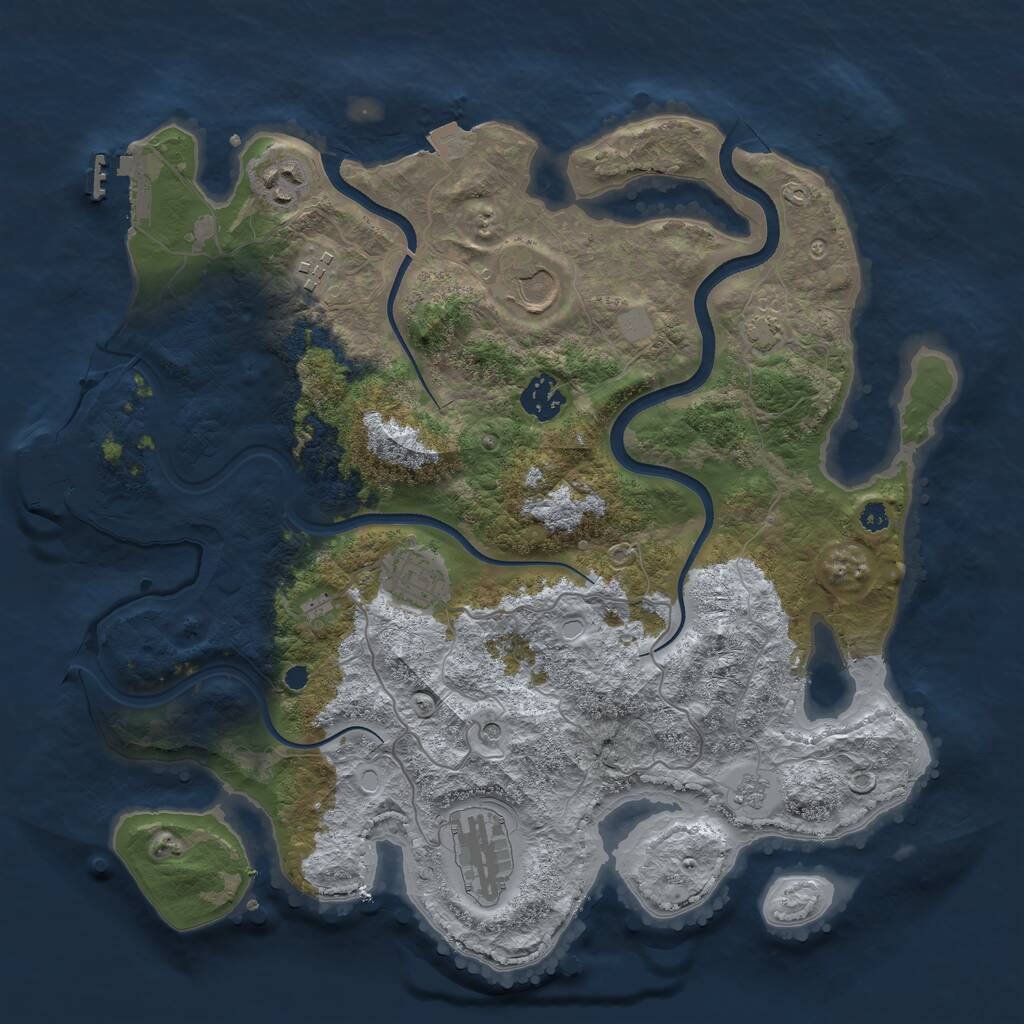 Rust Map: Procedural Map, Size: 3550, Seed: 951357, 12 Monuments