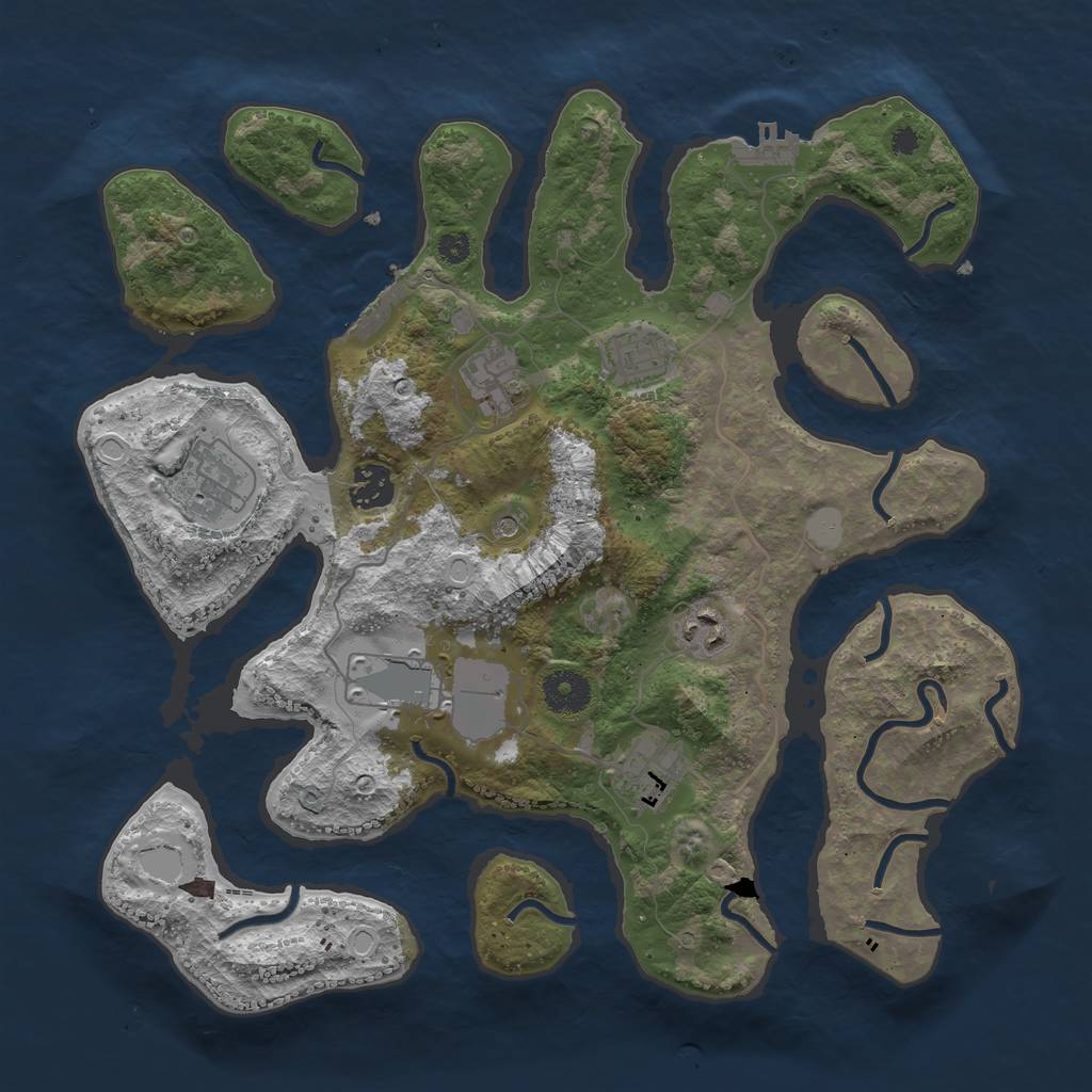 Rust Map: Procedural Map, Size: 3550, Seed: 332565, 15 Monuments