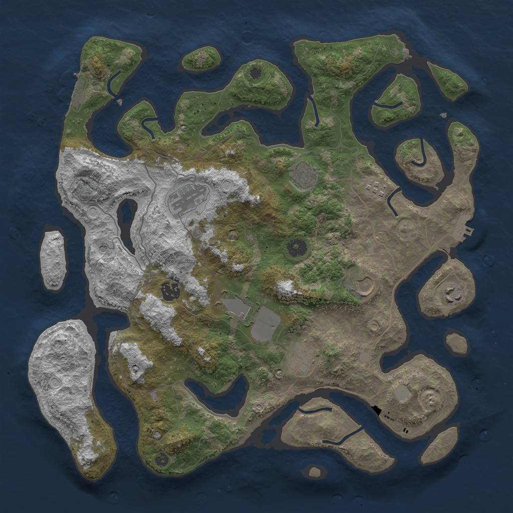 Rust Map: Procedural Map, Size: 4000, Seed: 658029, 16 Monuments