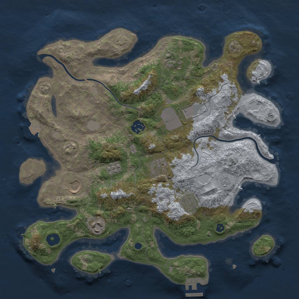 Rust Map: Procedural Map, Size: 3500, Seed: 1182786499, 12 Monuments