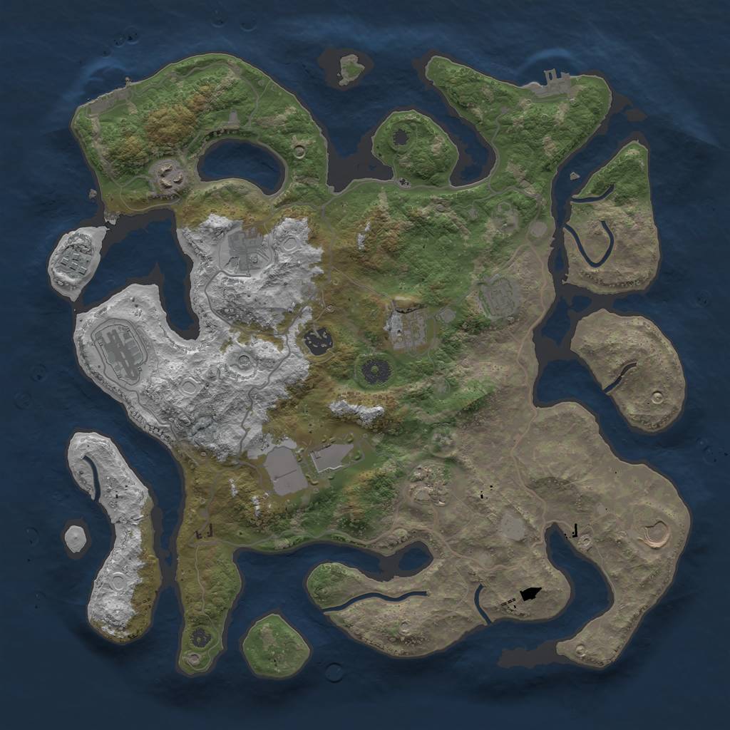 Rust Map: Procedural Map, Size: 4000, Seed: 936, 18 Monuments