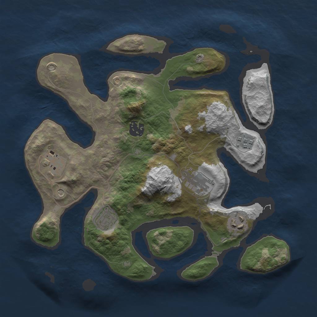 Rust Map: Barren, Size: 3000, Seed: 1608593838, 9 Monuments