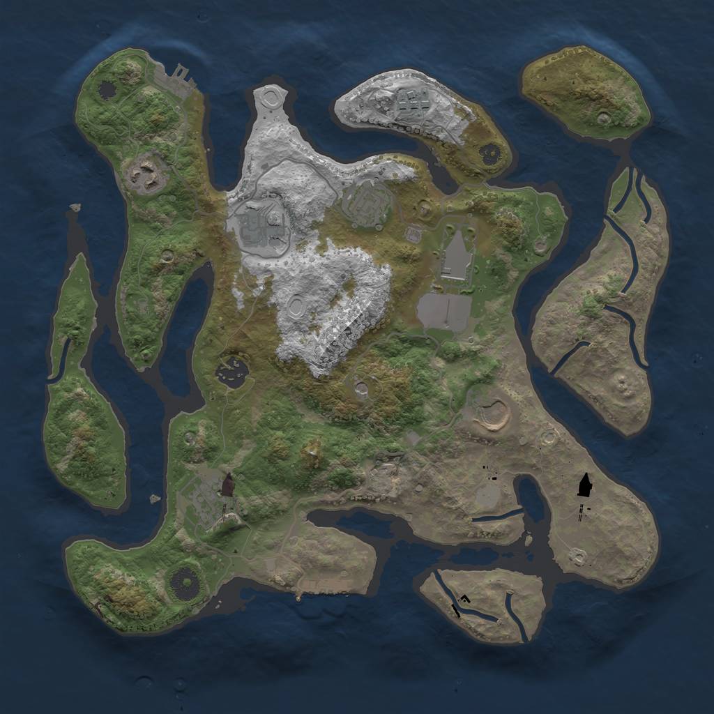 Rust Map: Procedural Map, Size: 3500, Seed: 3841442, 16 Monuments