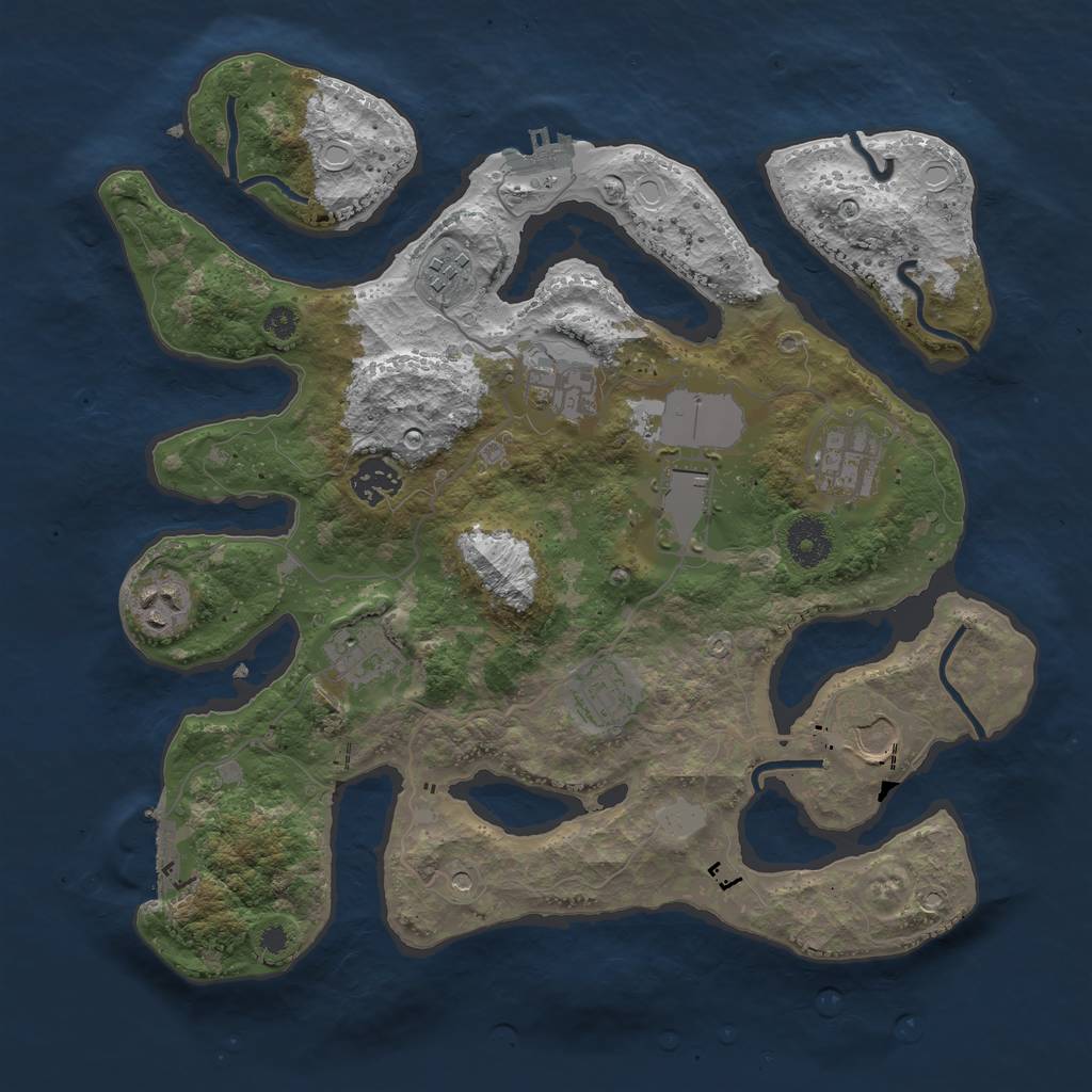 Rust Map: Procedural Map, Size: 3500, Seed: 1509100, 17 Monuments