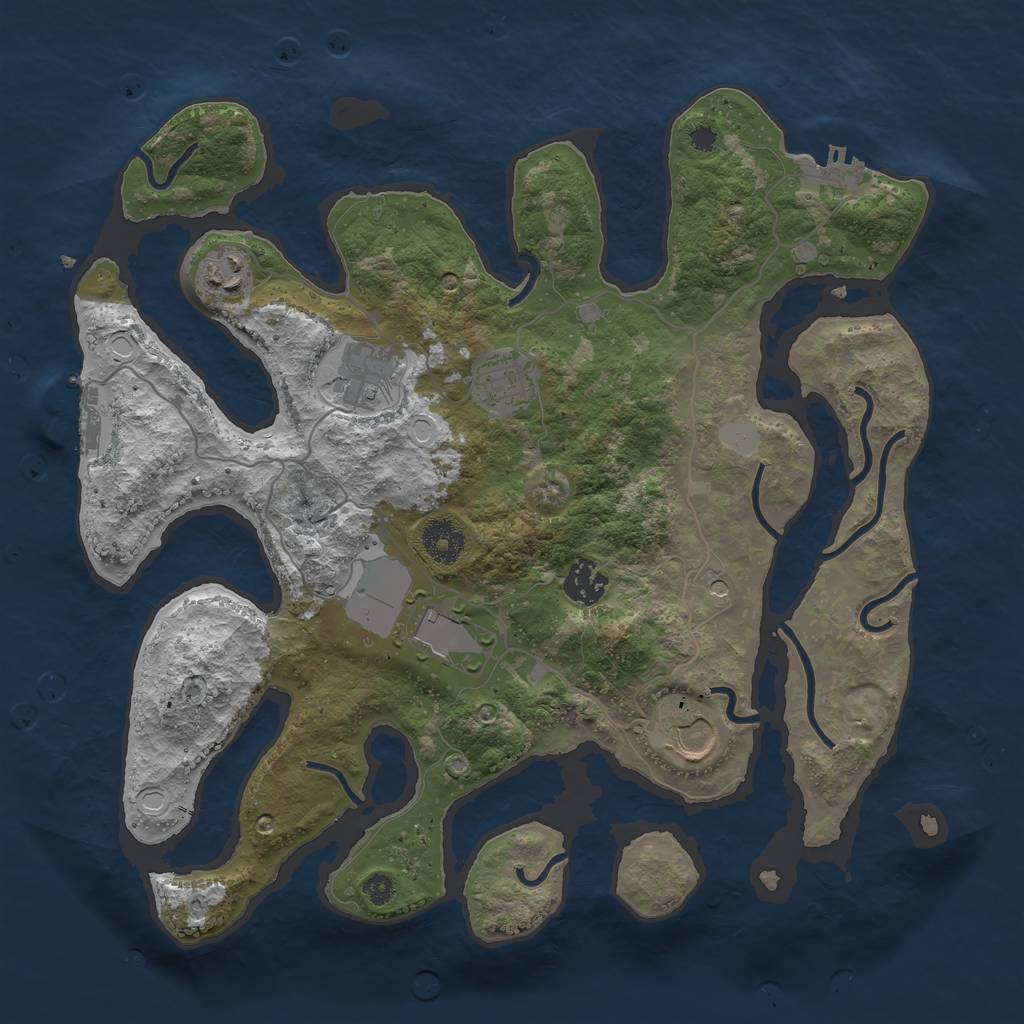 Rust Map: Procedural Map, Size: 3550, Seed: 131207, 14 Monuments