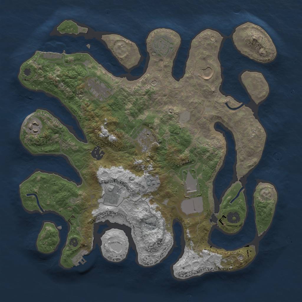 Rust Map: Procedural Map, Size: 3550, Seed: 87873, 17 Monuments