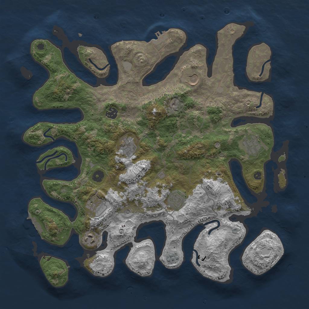Rust Map: Procedural Map, Size: 4000, Seed: 919609, 16 Monuments