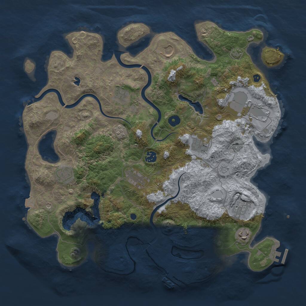 Rust Map: Procedural Map, Size: 4000, Seed: 1234555517, 16 Monuments