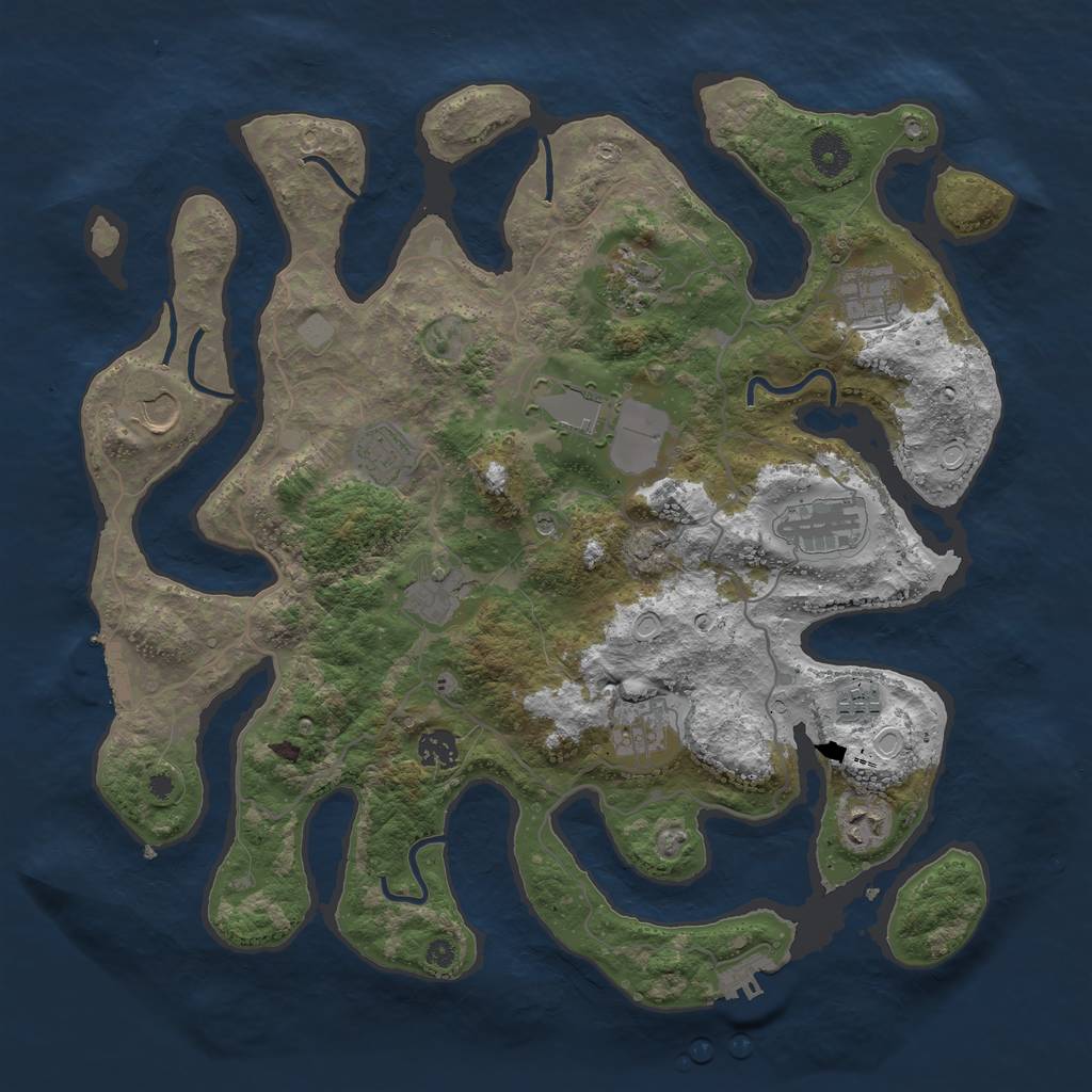 Rust Map: Procedural Map, Size: 4000, Seed: 1234555517, 19 Monuments