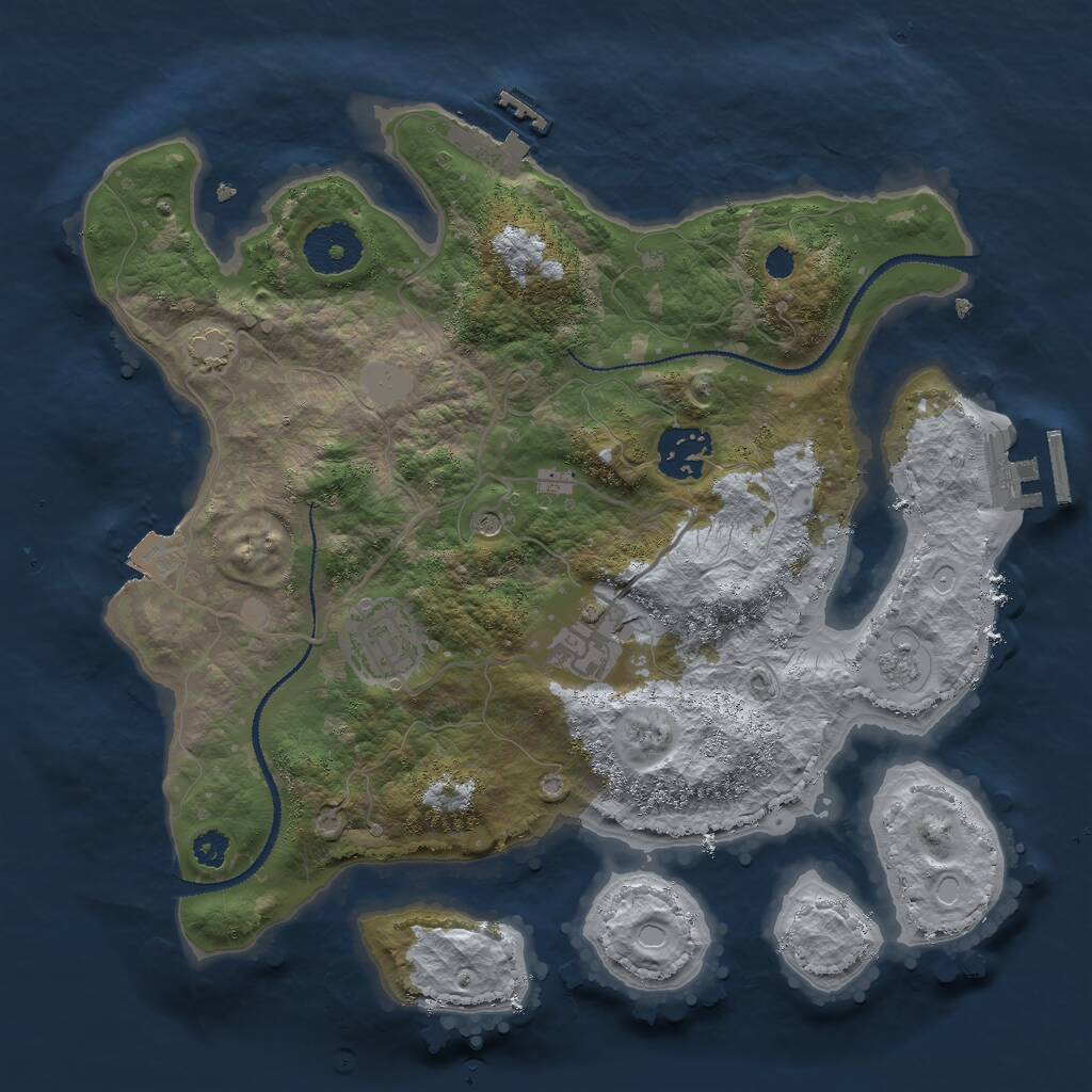 Rust Map: Procedural Map, Size: 3000, Seed: 83098341, 9 Monuments